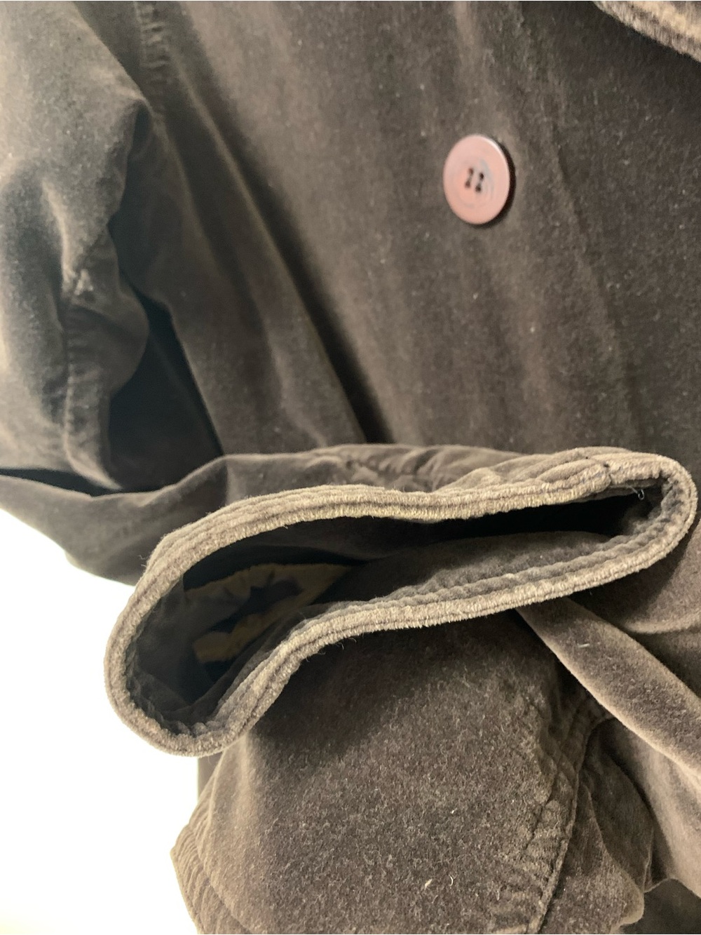 Y2K Express Brown Velvet Double-Breasted Pea Coat - Picture 4 of 10